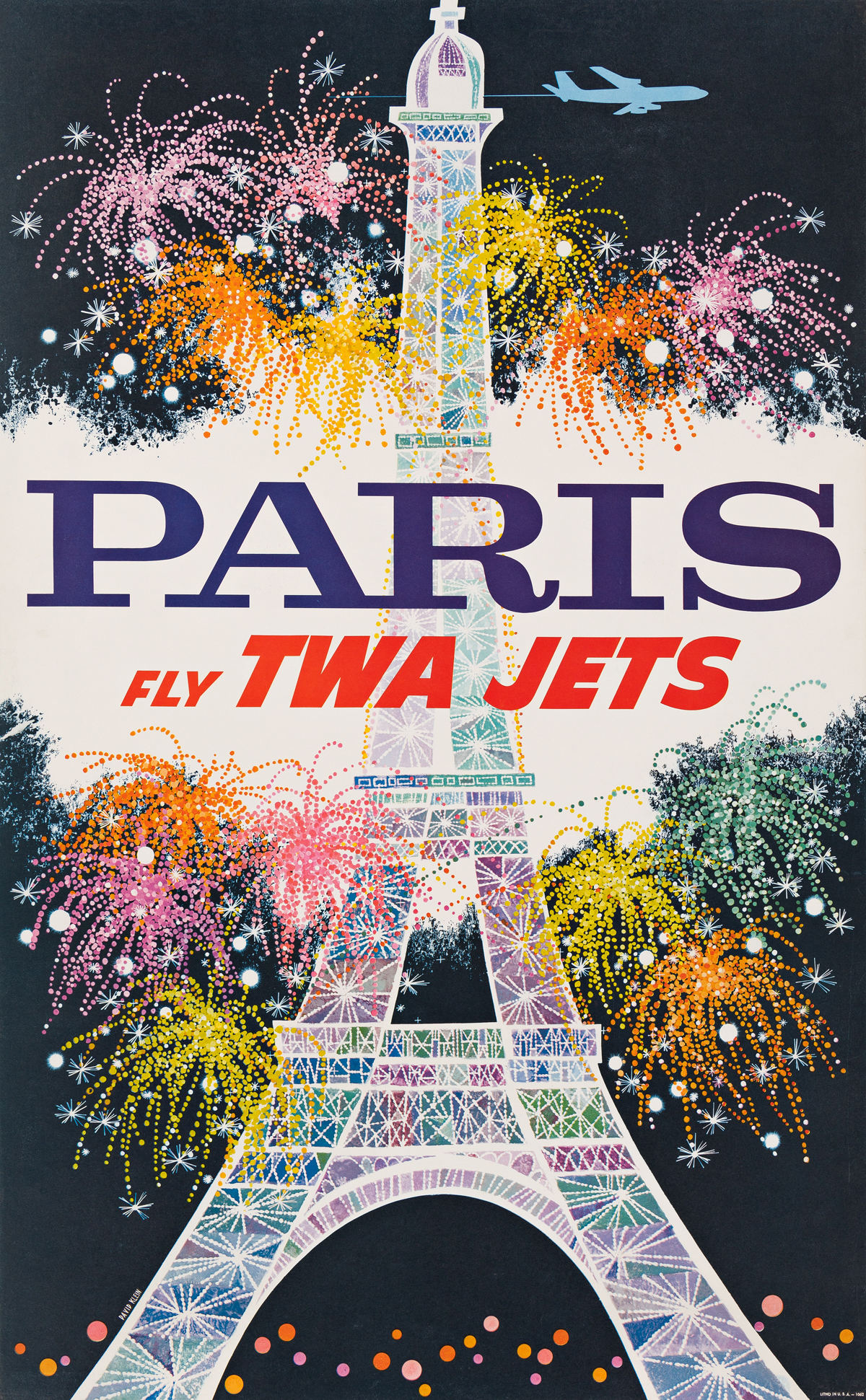 David Klein (1918-2005).  PARIS / FLY TWA JETS. 1962.
